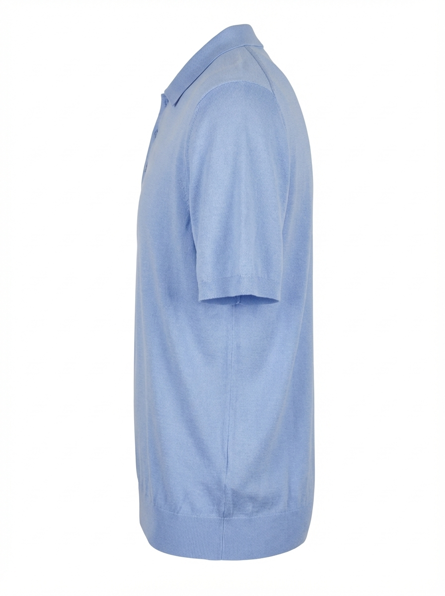 Wool Polo Thin With Button Short Sleeve