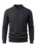 Wool Polo Long Sleeve With Button DK.GREY