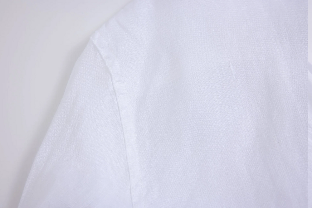 white linen long-sleeve shirt