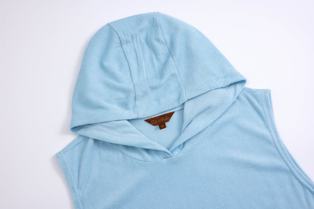 sleeveless towel hoodie – baby blue