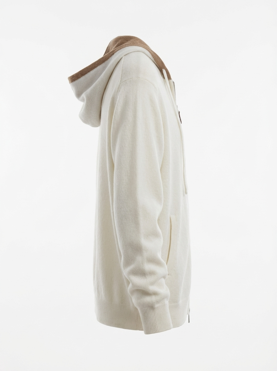 Cashmere Cardigan With Hoodie CREAM/INSIDE BEIGE