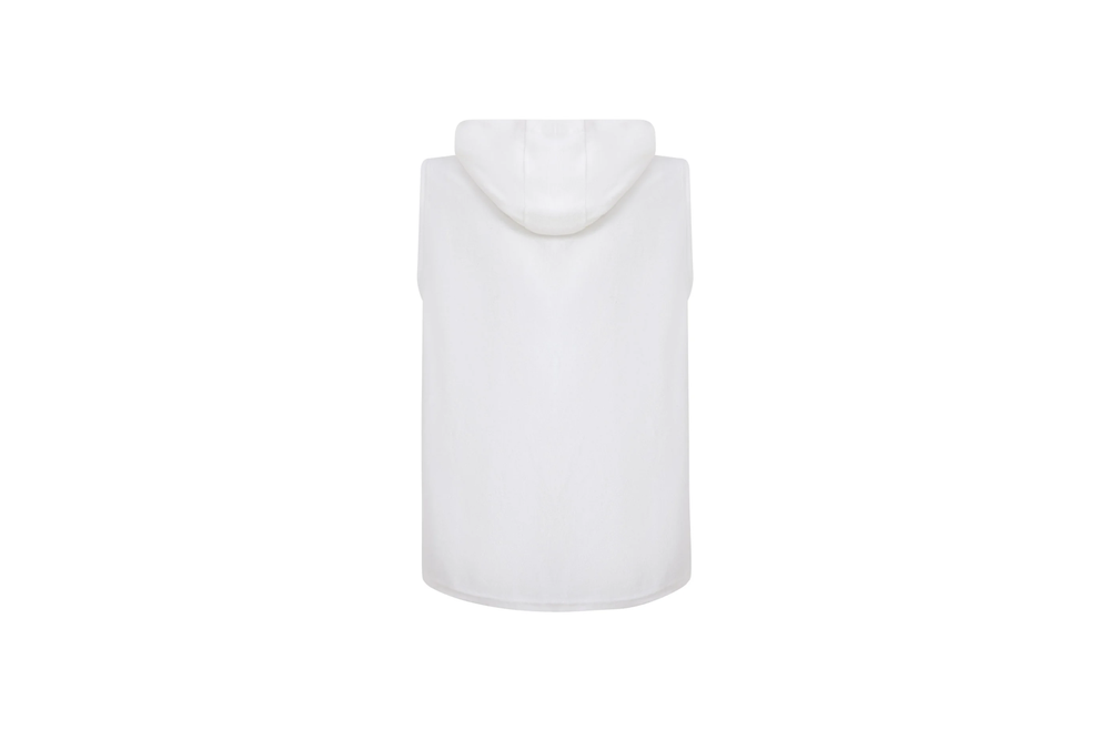 white sleeveless towel hoodie