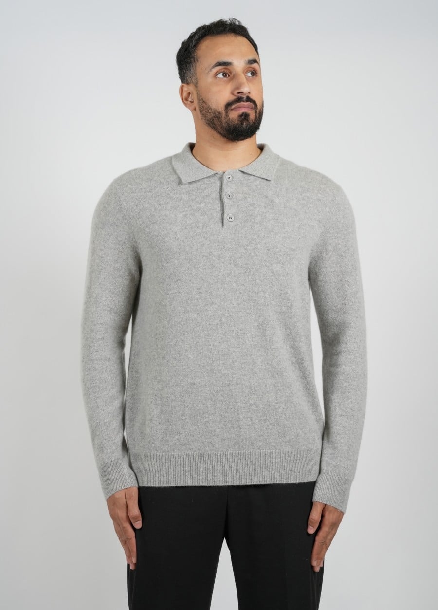 Cashmere Polo Pullover Gray