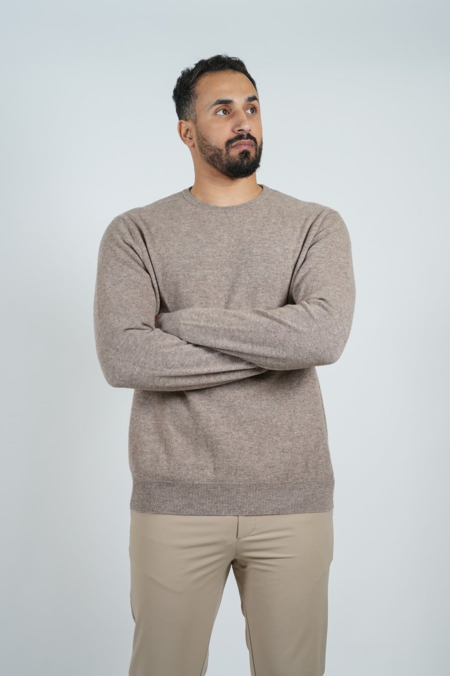 Wool Pullover Circle Neck - Camel