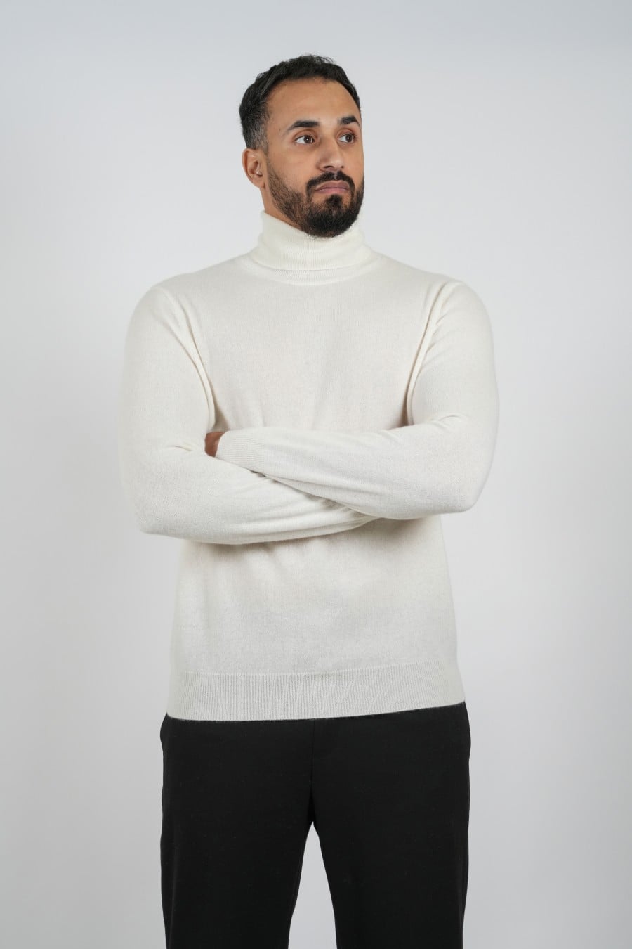 Cashmere High Neck Pullover White
