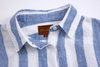 blue stripe linen long-sleeve shirt