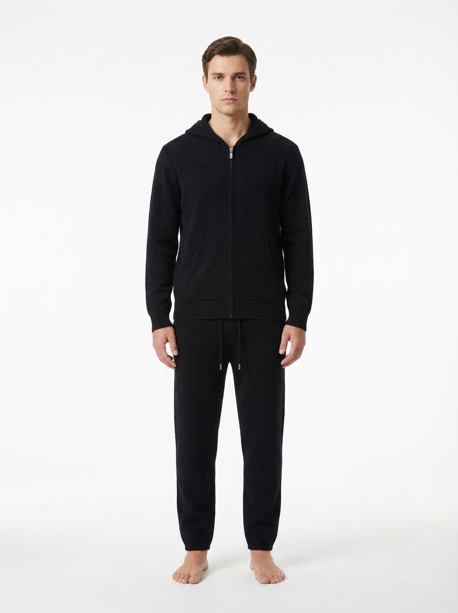 Wool Hoodie Set  BLACK