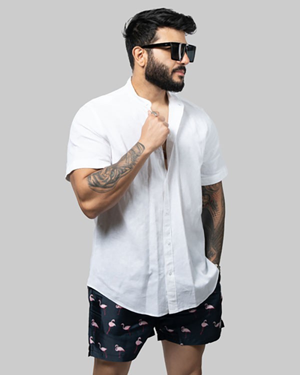 Linen Shirt-Short sleeve-White