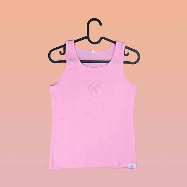 pink Bow tie-Tank Tops