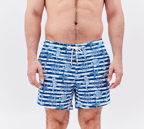 Swimshorts-Sea Creature-Marble Blue