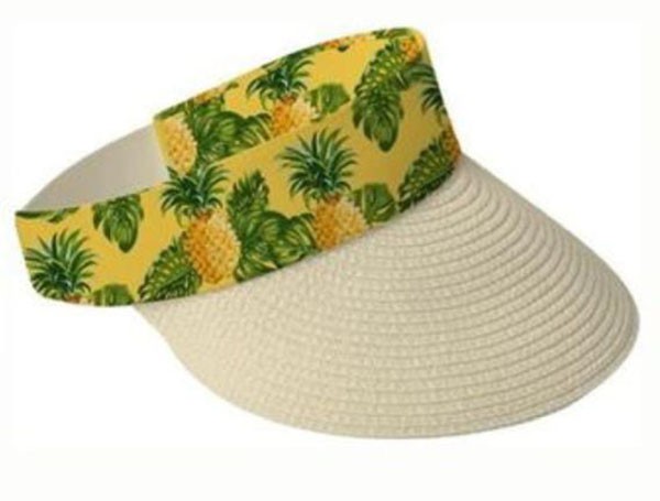 Straw Beach Visor - Pineapple print