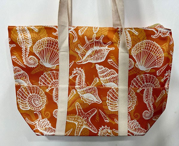 SUMMER BEACH BAGS- SEA HORSE & SHELLS-Orange