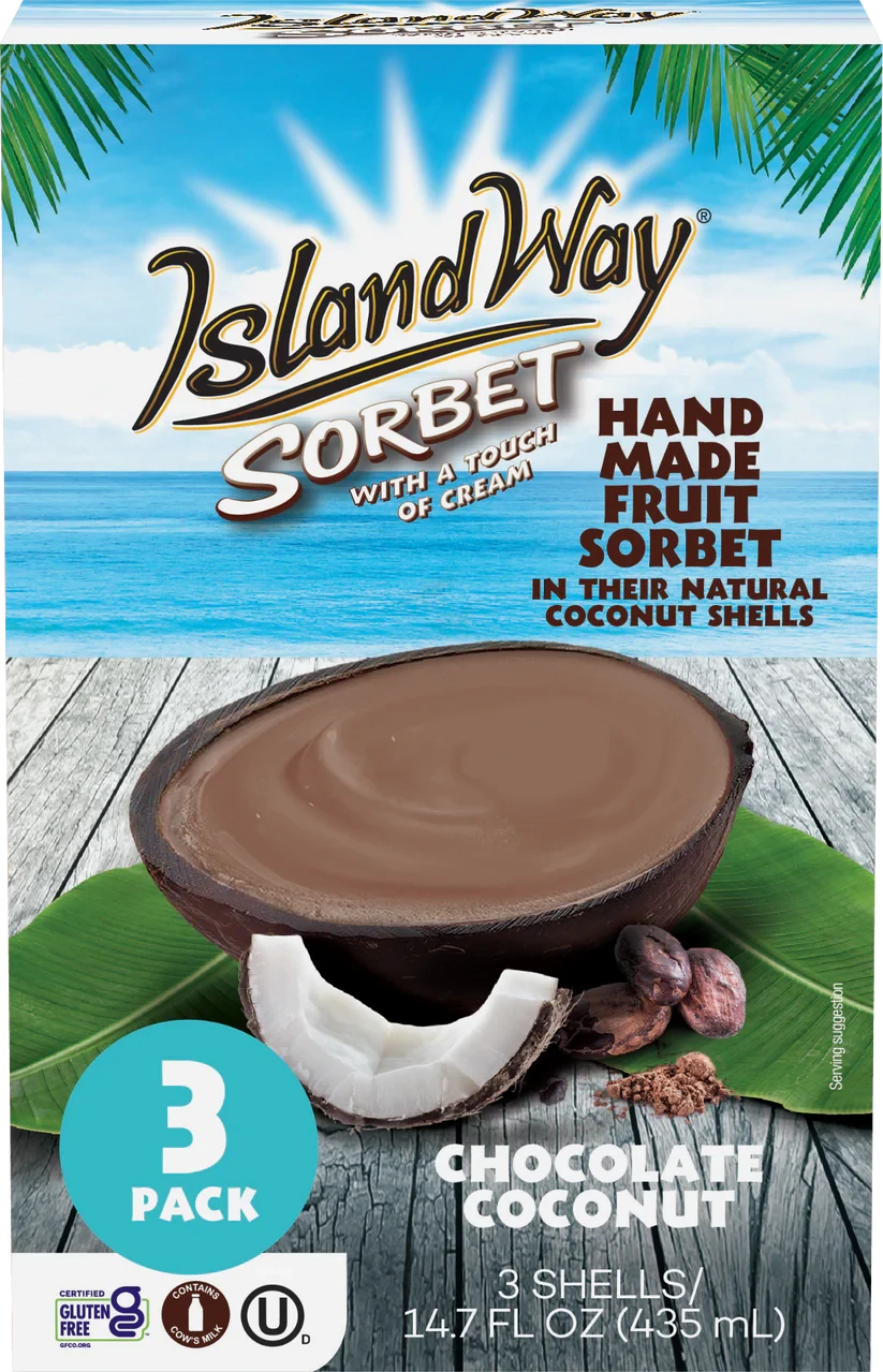 Island Way Sorbet: Chocolate Coconut Halves (3-Pack)
