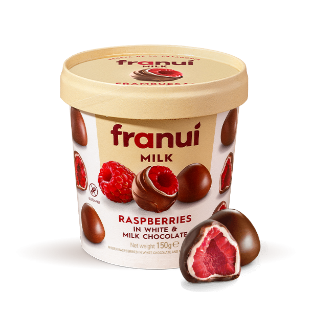 Franui Fresh Frozen Raspberries in White and Dark Chocolate (150g)