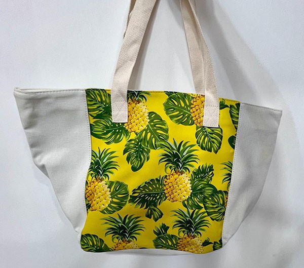 SUMMER BEACH BAGS-PINEAPPLE AND WHITE-Yellow