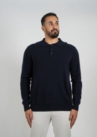 Wool Pullover Polo - Black