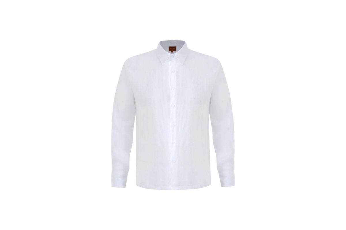 White Linen Long-Sleeve Shirt