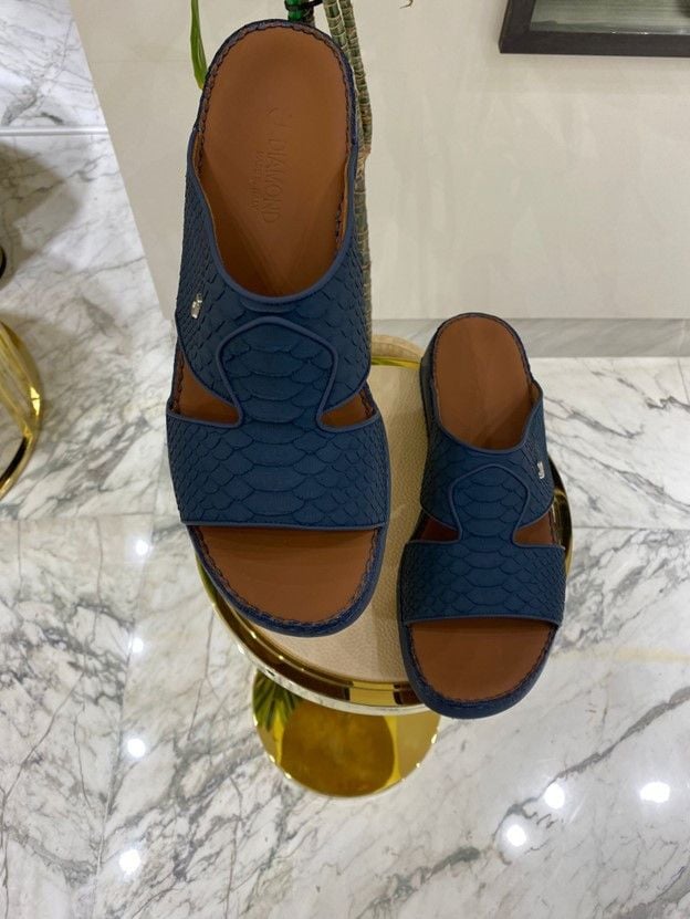 J-Diamond SIGNATURE PYTHON BLUE Sandals – Premium Italian Exotic Leather