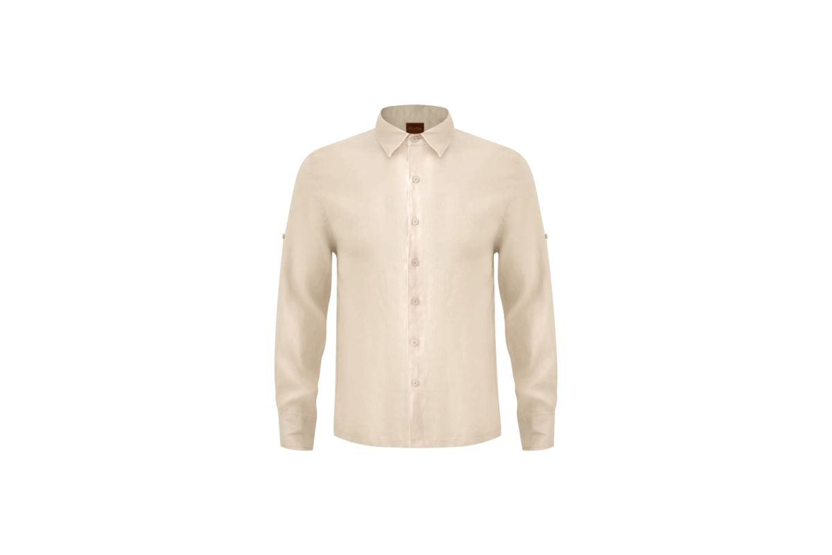 Beige Linen Long-Sleeve Shirt