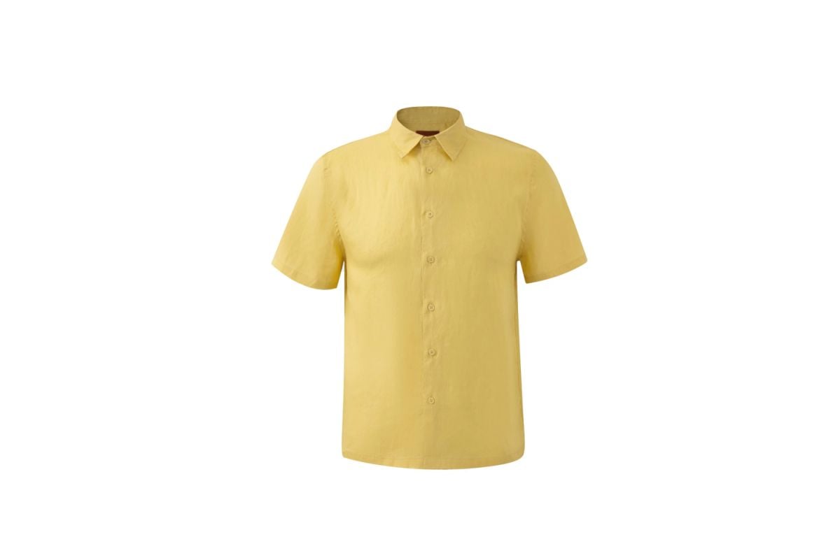 Yellow Linen Short-Sleeve Shirt