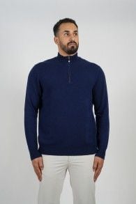 Cashmere Pullover Zipper Navy