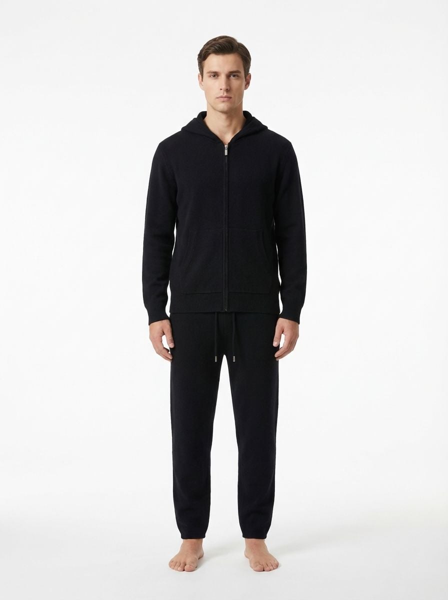 Wool Hoodie Set  BLACK