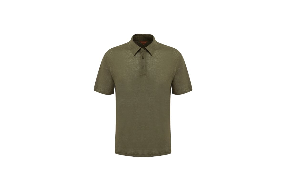 Olive Linen Polo Shirt