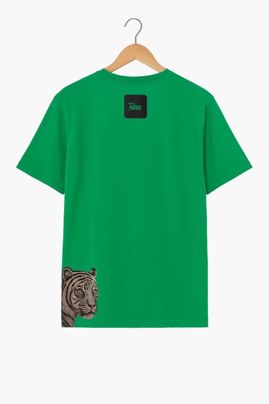 Green "TIGER" Graphic Tee with Tiger Illustration – T-Shirt