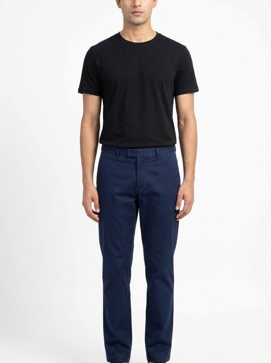 Men’s MS Navy Tailored Cotton Trousers – Relaxed Fit