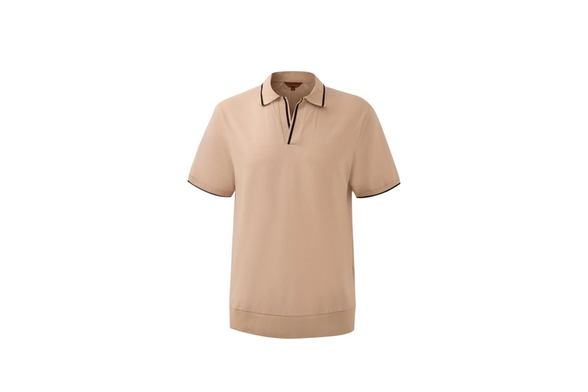 Beige Open-Collar Shirt
