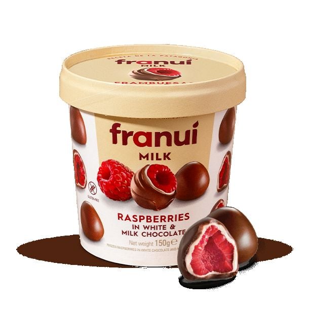 Franui Fresh Frozen Raspberries in White and Dark Chocolate (150g)