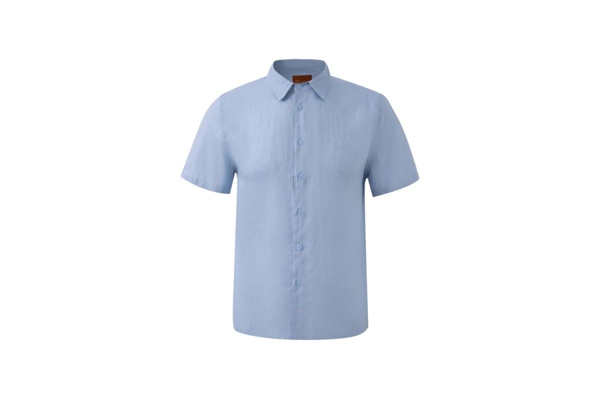 BabyBlue Linen Short-Sleeve Shirt