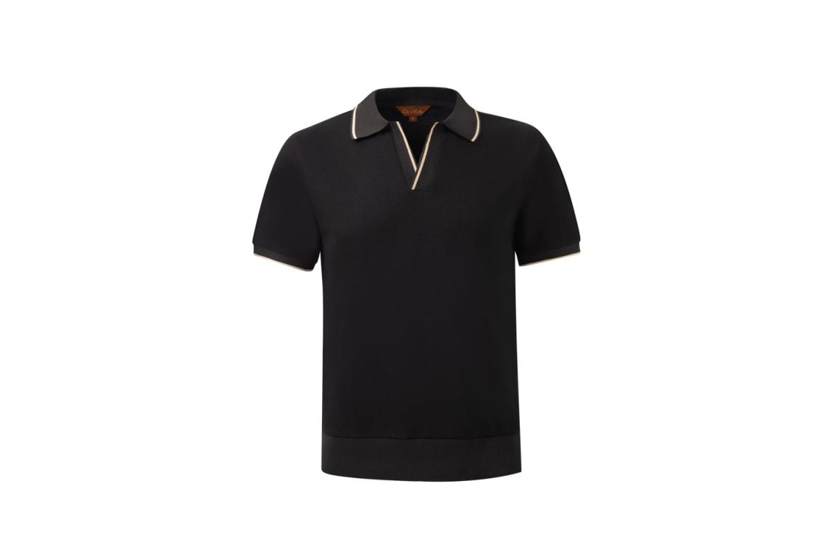 Black Open-Collar Shirt