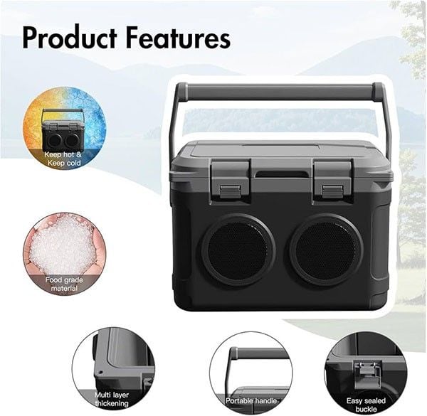 21L-Ice Box with Speaker-Black-Grey