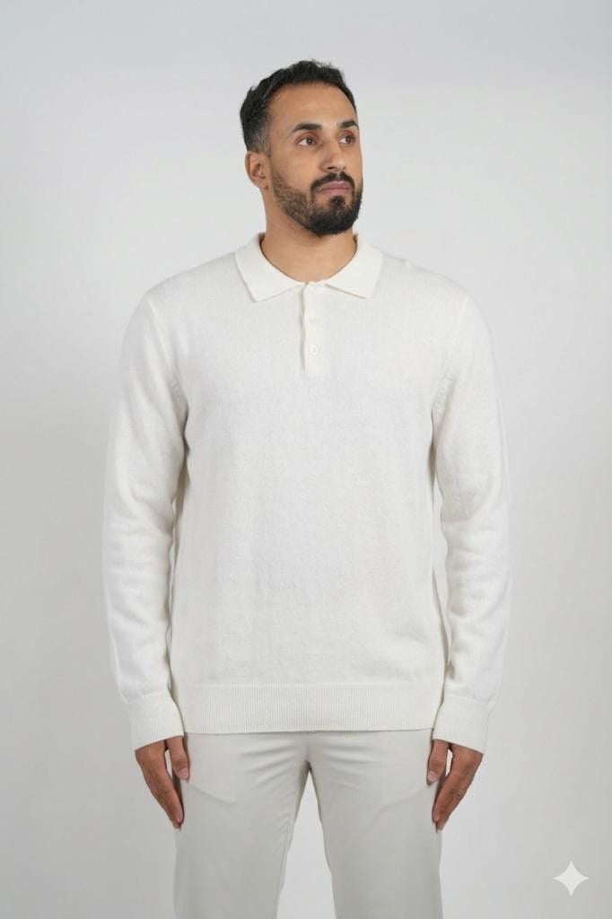 Cashmere Pullover Polo White