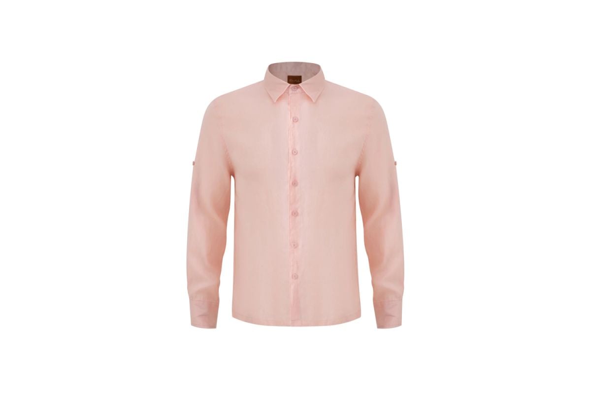 Pink Linen Long-Sleeve Shirt