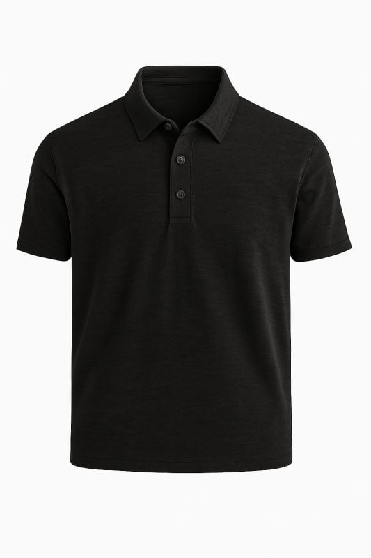Black Linen Polo Shirt
