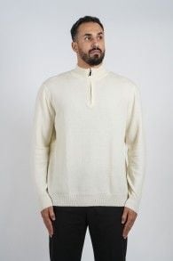 Cashmere Pullover Zipper White