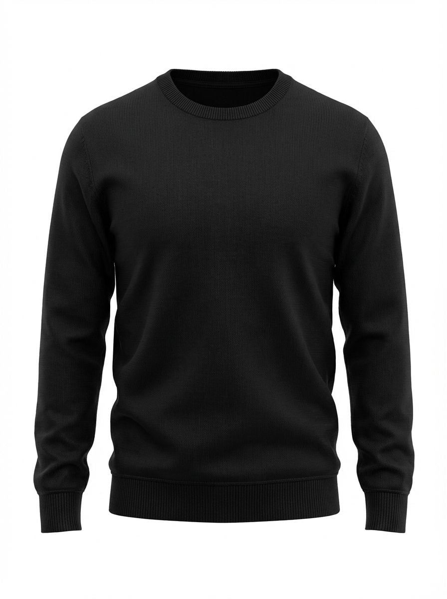 W25 Wool Circle Neck Long Sleeve BLACK