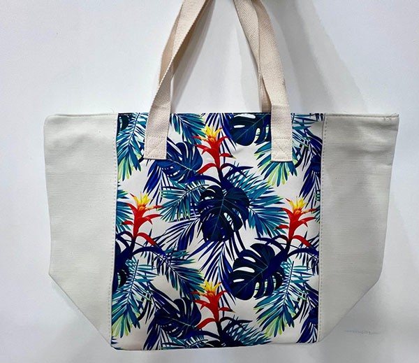 SUMMER BEACH BAGS- LEAF & BLUE/WHITE