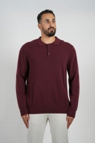 Wool Pullover Polo- Maroon