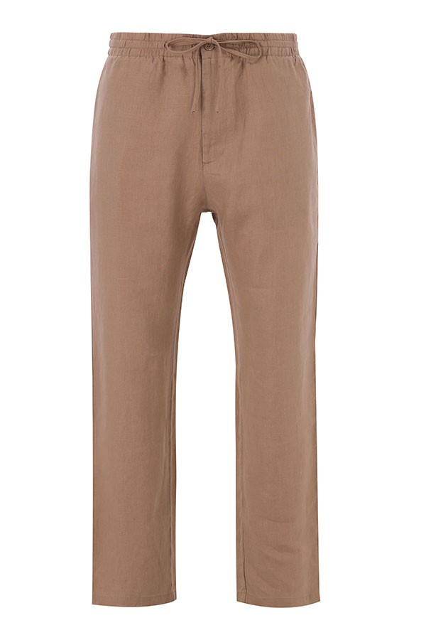 LINEN PANTS-Brown