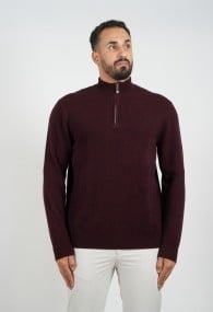 Wool Pullover Zipper-  Maroon